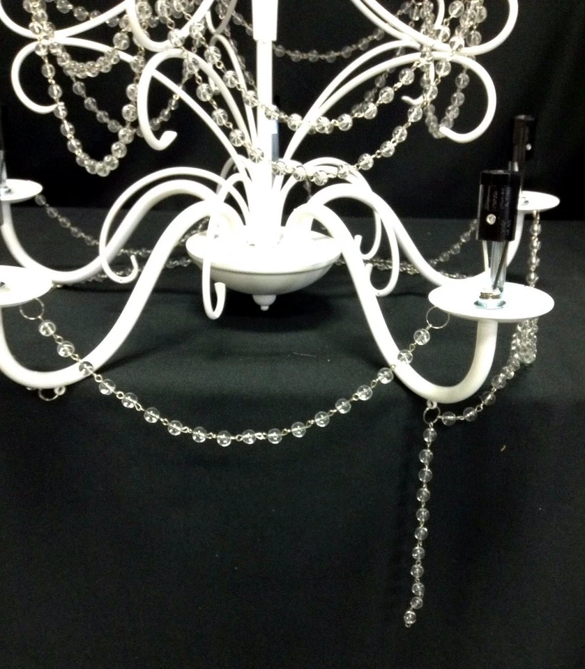 Pottery Barn Kids PBK Mia MONTAJE EMPOTRADO Lámpara de araña de dormitorio con cuentas BLANCA Foto 2 de 4