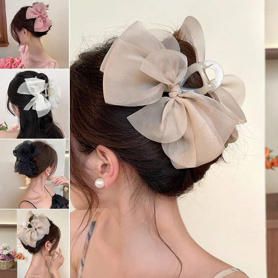 Malla Tul Arco Grande Cangrejo Clip Pasador Moño Pinza Cola de Caballo Horquilla Foto 4 de 4