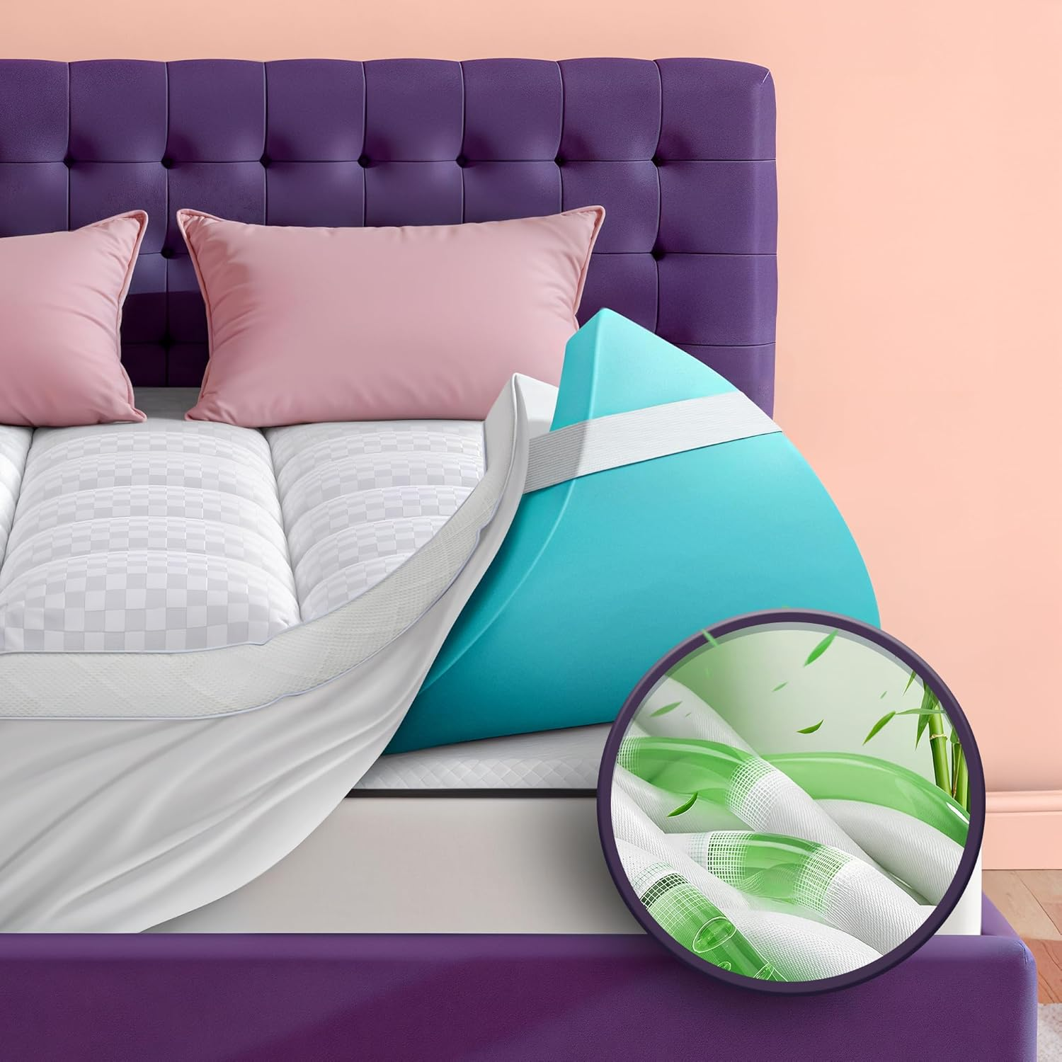 Dual-Layer 4-Inch Memory Foam Mattress Topper for Pressure Relief & 4X Support