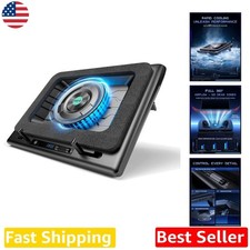 V12 Laptop Cooler Stand: 5.5" Turbo Fan, 44  Cooling, Touch Control, 3-Port USB