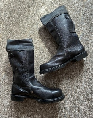 Vintage Goliath Foundry Leder Feuerwehr Stiefel UK 9 Motorrad England 80er