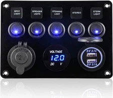 Geloo 12V/24V Toggle Switch Panel IP65 Waterproof Car Rocker Switches 4.2A USB