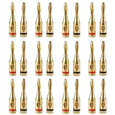 12 Pairs Banana Plugs Connectors for Speaker Wire, Open Screw 24K Gold Plated