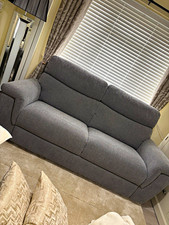 SCS Grey Fabric 3x2x1 Seater Sofa Padded Arms Cushioned Back 215x90x95cm