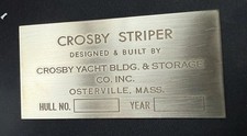 Crosby Striper Brass Hull Plate  4" X 2" X  .04" Brass, Reproduction