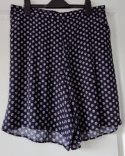 Bonmarche Navy/ White Print Foulard Shorts.  16