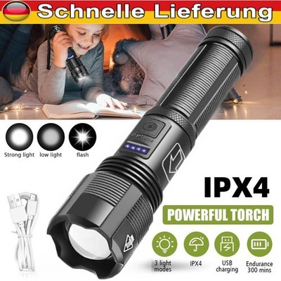35000000LM Super Bright P70 LED Taschenlampe Wiederaufladbar Zoombar DE