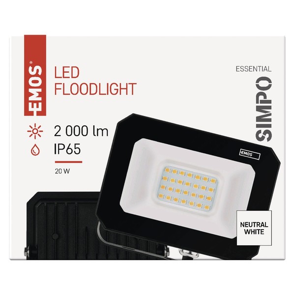 LED Flutlicht 20W 2000Lm IP65 4000K Emos AußEnstrahler 25.000H Neutralweiß-image