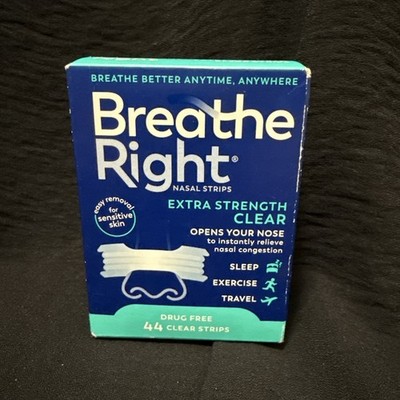 Breathe Right Nasal Strips Extra Strength Clear for Sensitive Skin 44 Count New