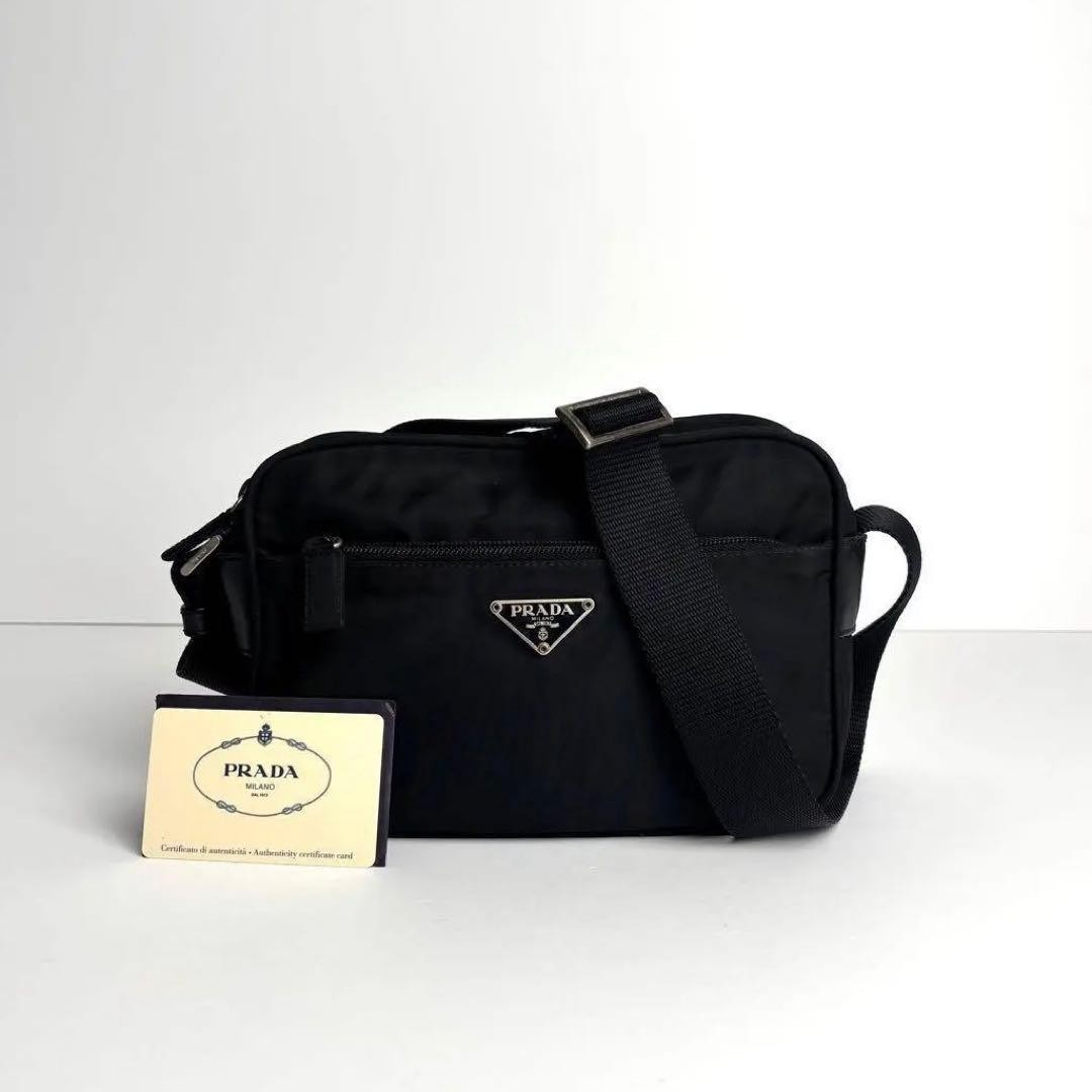 Prada Nylon Leather Shoulder Bag Camera Bag Very Good Used Authentic