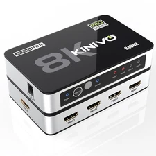 8K HDMI Switch (8K 60Hz, 4 in 1 Out, 48Gbps HDMI 2.1 Hub, Ultra HD Switcher, ...
