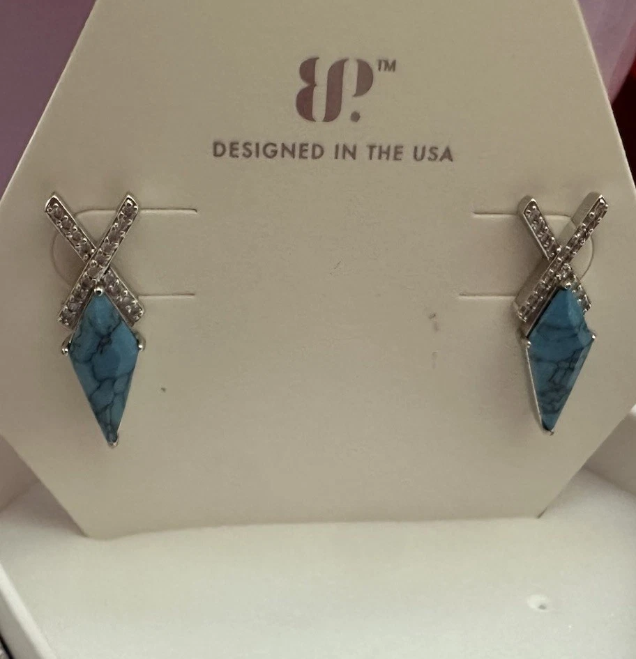 Pendientes BP Dic 2023 Turquesa/Rodio *The Anna Grace-RBP6792 Foto 2 de 4
