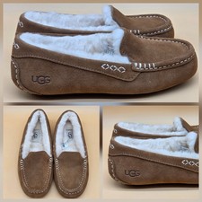 NEW UGG Ansley Slip On Water Resistant Suede Wool Moccasin Slippers Shoes 6