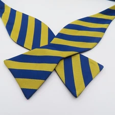 Stafford Polyester Bow Tie Blue Yellow Striped 2.25" Wide Self Tie USA