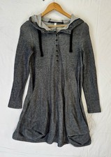 Kensie Womens Long Sleeve Hoodie Sweatshirt Dress Small Gray Drape Pocket