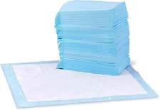 Amazon Basics Dog and Puppy Pee Pads, Regular (100 Count), Blue & White 
