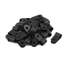 30Pcs Nylon R Type 1/4" 6.4mm Cable Cord Wire Clamp Clip Fastener Black