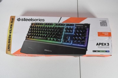 SteelSeries Apex 3 RGB Gaming Keyboard USB Wired w/ Wrist Rest PC PS5 Xbox Mac