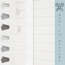MADE TO MEASURE FAUX WOOD TAPE VENETIAN BLINDS 50MM SLATS WHITE GREY