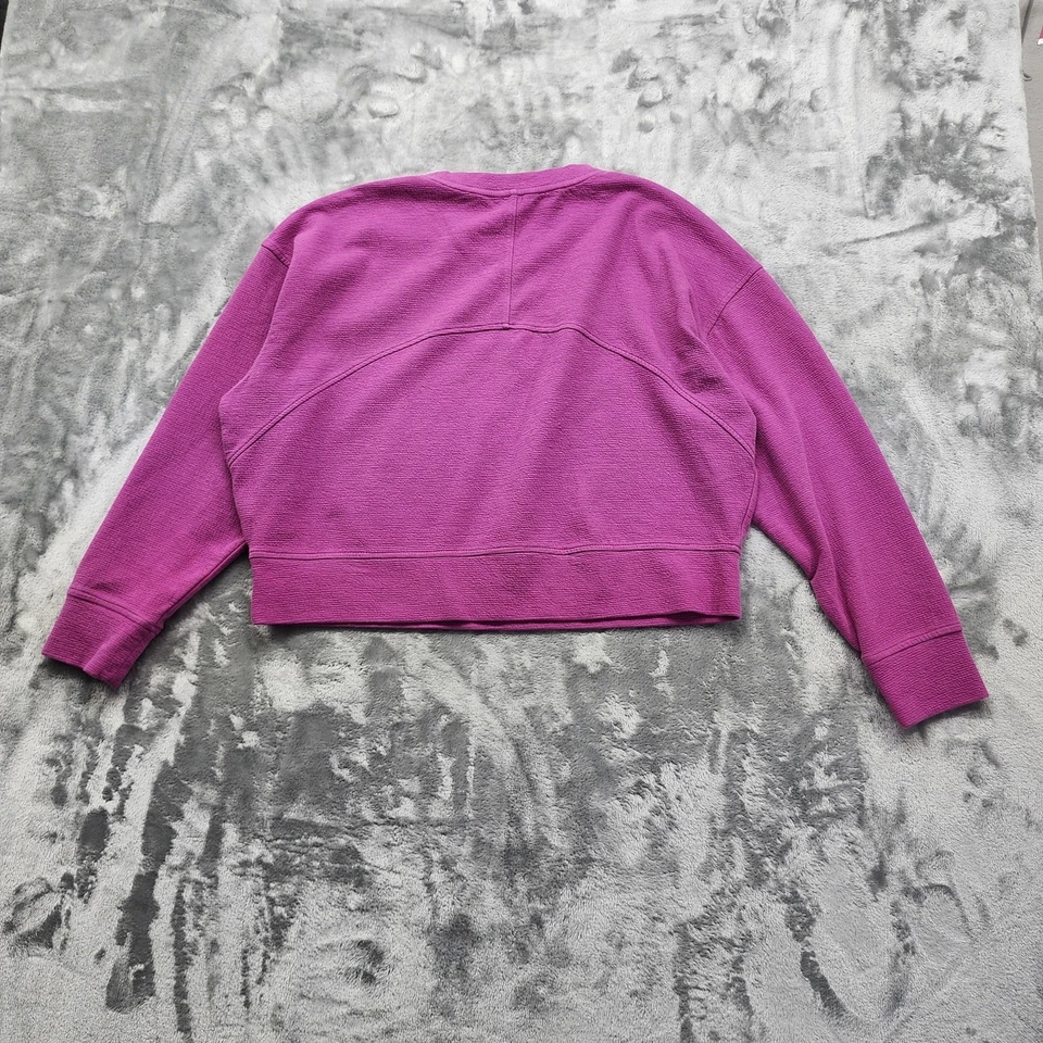 Danskin Sweatshirt Womens L Pink Textured Knit Crew Neck Pullover Crop Casual - Image 3 of 4