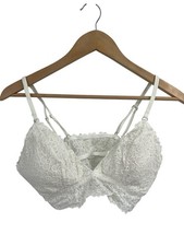 Aerie White Lace Double Strap Padded Bralette Large Boho