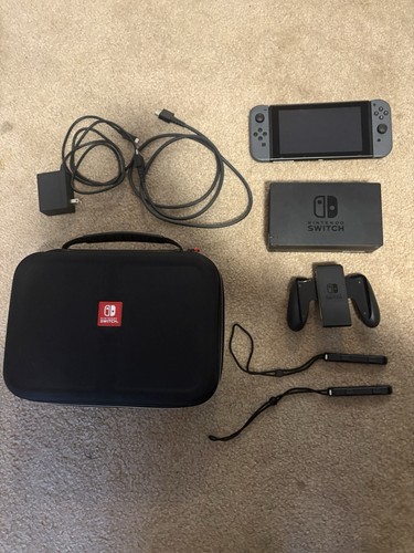 Nintendo Switch HAC-001 32GB Console Gray Joy‑Con-128GB SD Card w/ Games TESTED