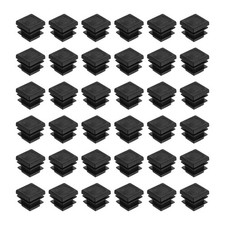 38Pcs Square Plastic Plugs, 16 x 16mm PE Pipe Tubing End Caps for Tube, Black
