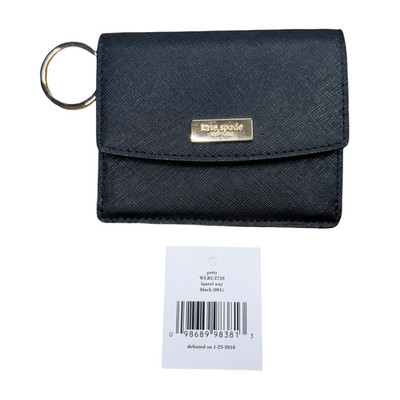 Kate Spade New York Petty Laurel Way Leather Wallet Black 001 WLRU2728 Key Ring