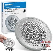TRAPAMTE Shower Drain Hair Catcher, 4.7" Fast Drainage Shower Drain Cover, Gray