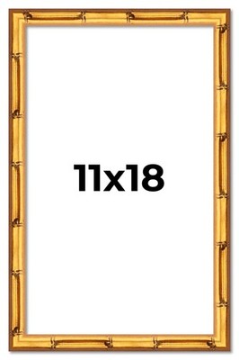 11x18 Frame Gold Bamboo Picture Frame  Modern Photo Frame UV Acrylic, Acid Free