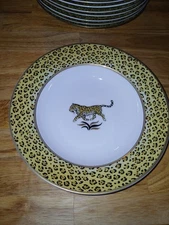Lynn Chase Amazonian Jaguar 9 1/8" Large Rim Soup  Bowl 24 Karat Gold 