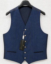 Fausto Sari Weste Gr. 48  Blau 100% Seide Mad...
