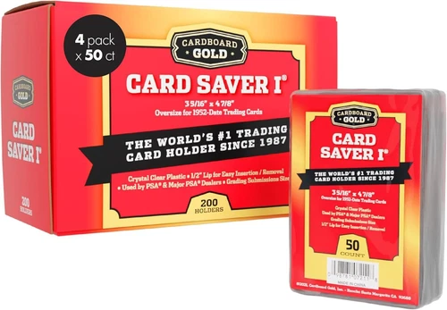 A box of Card Saver semi-rigid card holders for grading submissions