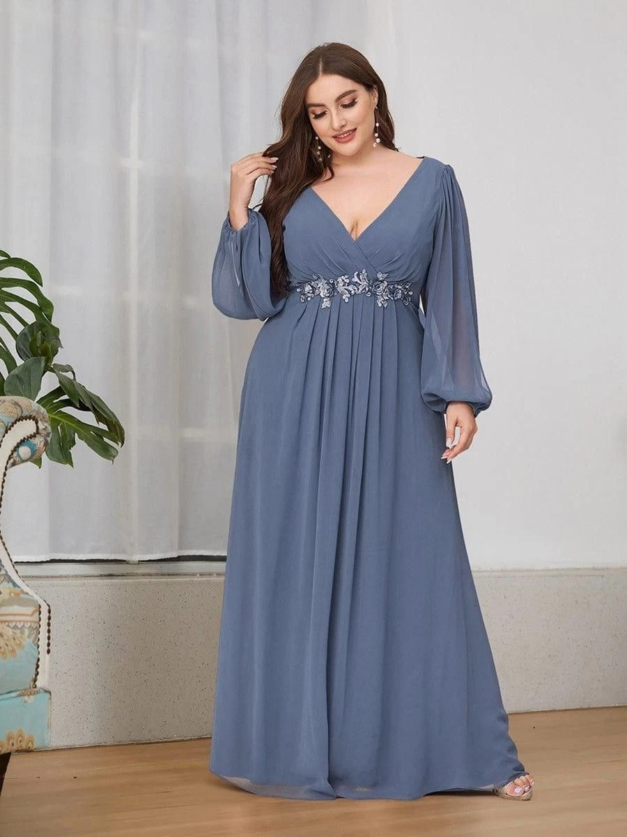 ebay formal dresses plus size Long Sleeve Formal A-Line Plus Size Dress by LaDivine CD242C – The Dress  Outlet main image 0