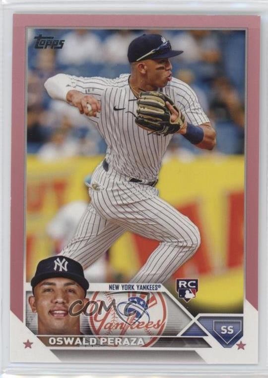 2023 Topps Series 1 Mother's Day Hot Pink /50 Oswald Peraza #94 Rookie RC 0b5f