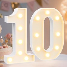Decorative Led Light Up Number Letters, White Plastic Marquee Number Lights S...