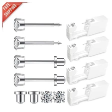 Complete Ear Piercing Gun Kit: Precise and Safe with 4mm Stud Earrings – 4 Count