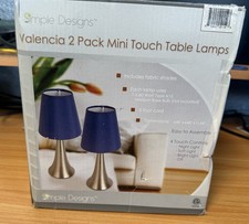 Simple Designs LT2014-WHT-2PK Valencia Brushed Nickel Mini Touch Table Lamps ...