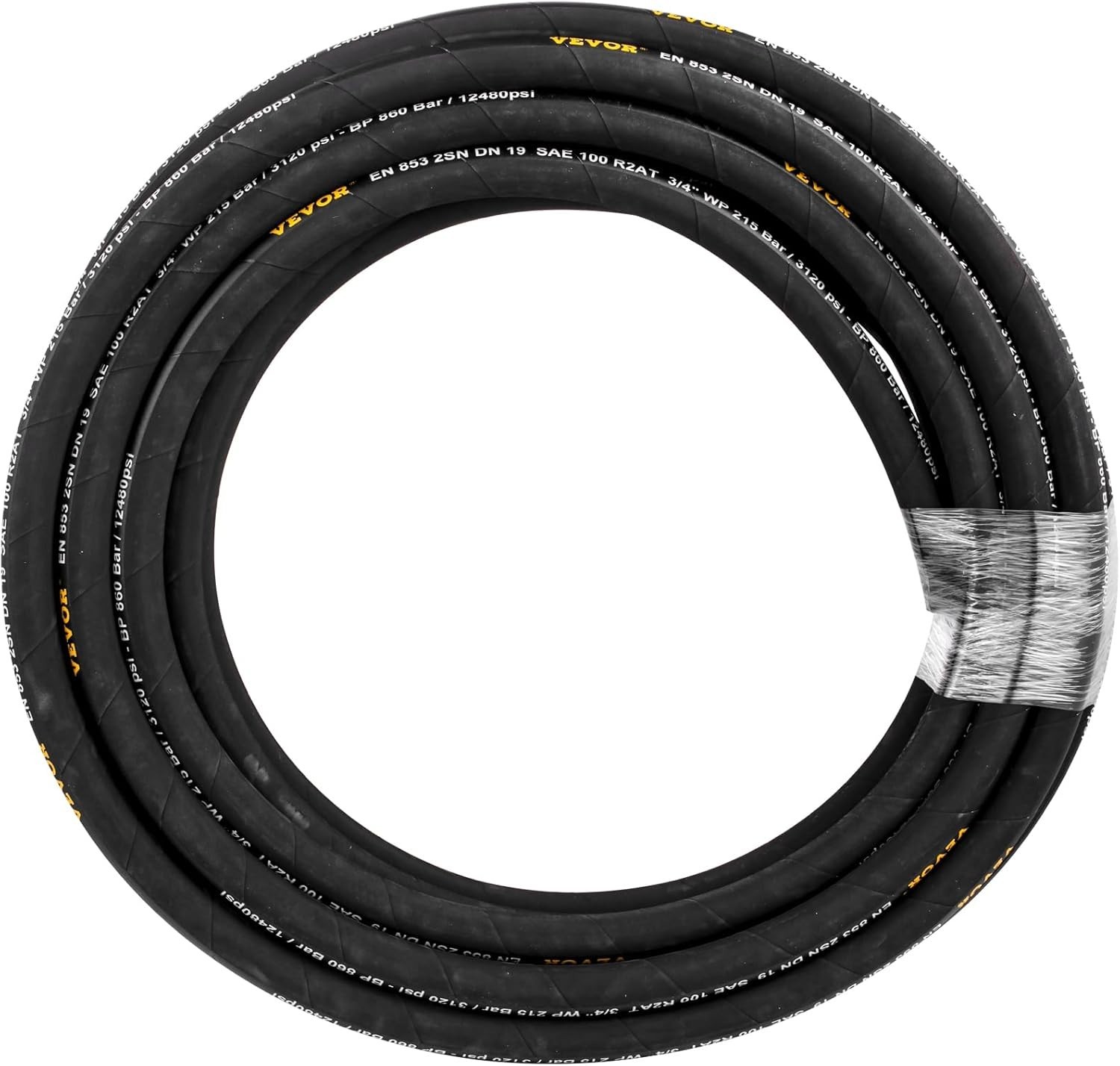 Coiled Hydraulic Oil Hose, 100 Ft, 2 Steel Wire Braid