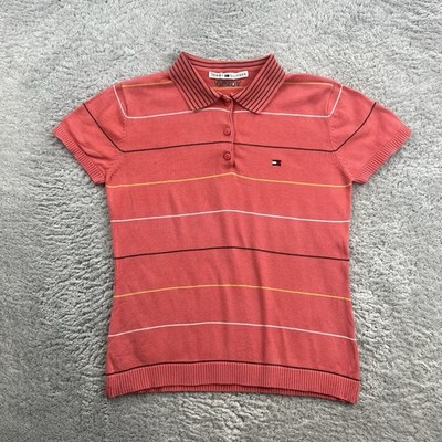 Tommy Hilfiger Poloshirt Damen Gr.S Orange Oberteil Sommer kurzarm Top LOGO