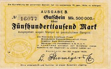 Konstanz - Stromeyer - 500 Tausend Mark - B - KN 5st - bis 15.1. - Stpl. 4zeilig