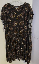 Terra & Sky Women's Plus Size 4X Flutter Sleeve Mini Dress Black NEW