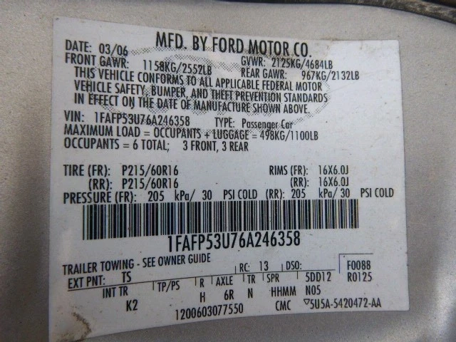 Used Rear Right Door Assembly Rear Side fits: 2006 Ford Taurus Sdn Rear Right Gr Foto 3 de 4