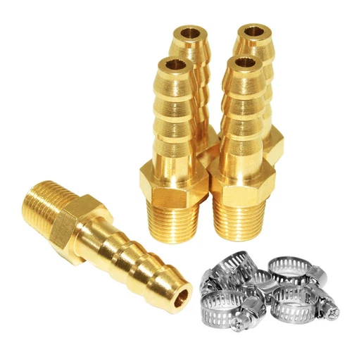 5 Pcs Hose Barb Fittings 5/16" Barb to 1/8" NPT Male Thread Brass Metals Adapter - Picture 1 of 12
