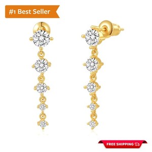 Authentic Hypoallergenic Gold Plated Dangle Hoop Earrings - Perfect for Any Occasion