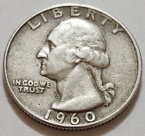 1960 D Washington Quarter • 90% Silver • Circulated • Solid Coin     X44