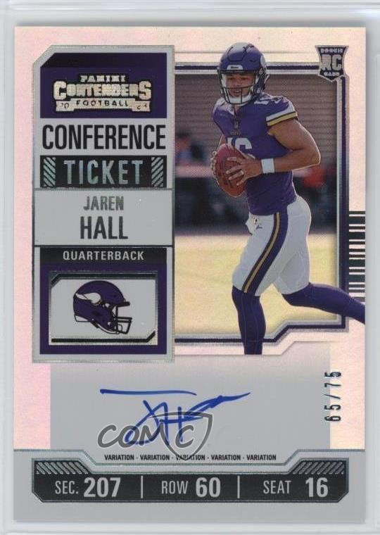 2023 Panini Contenders Conference Ticket 65/75 Jaren Hall Rookie Auto RC 19zn