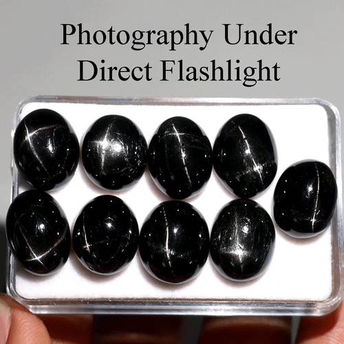 Posten 9 Stck. Natürliche Schwarz Stern Diopsid Hochwertig 13mm-14mm Oval Cabochon Edelsteine - Bild 8 von 12