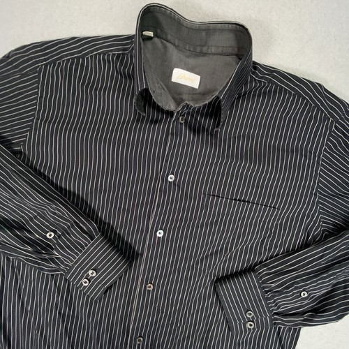Brioni Mens M Vertical Stripe Button Up Long Sleeve Shirt Cotton Made In Italy