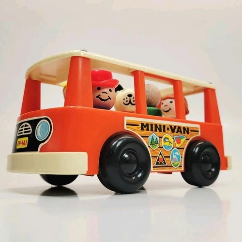 Vintage 1969 Fisher-Price Little People Mini-Van #141 w/ 5 Figures - Great Cond